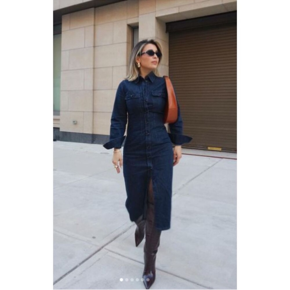 Zara Denim Shirt dress ZW Collection blue sz L